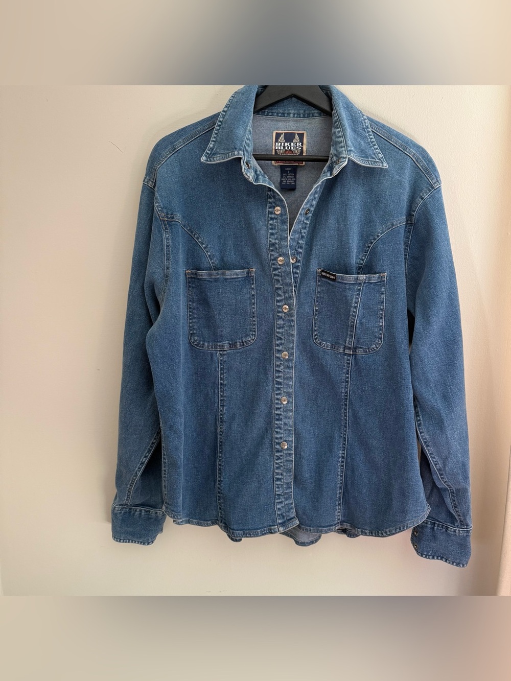 Vintage Harley Davidson Denim Button-Up Jacket Womens Large Biker core Grunge